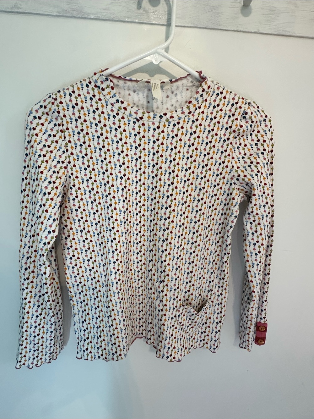 Matilda Jane White Long-Sleeve Top with Multicolor Hearts girls size14